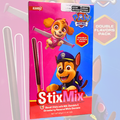 Biscoito de Palito Personagens Sabor Chocolate e Morango 40G