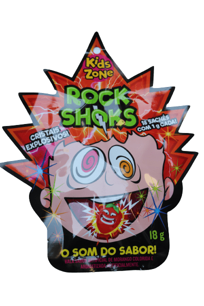 Bala Cristais Explosivos sabor Morango Rock Shoks 18g
