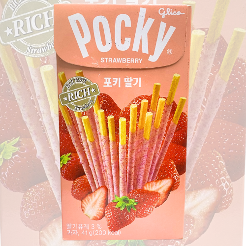 Biscoito Pocky Sabor Morango Coberto com Creme 41G