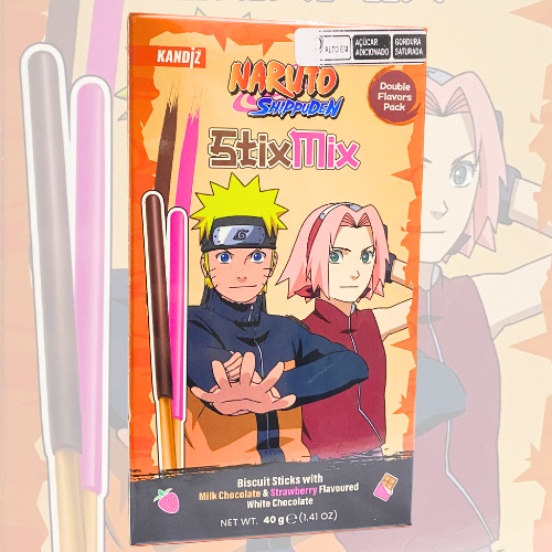 Biscoito de Palito Personagens Sabor Chocolate e Morango 40G