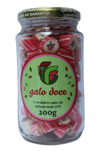 Bala Rocs sabor Morango Galo Doce 200g