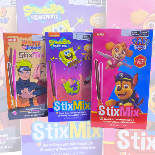 Biscoito de Palito Personagens Sabor Chocolate e Morango 40G