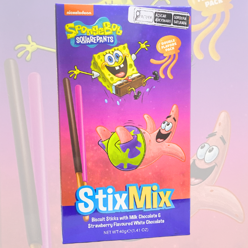 Biscoito de Palito Personagens Sabor Chocolate e Morango 40G