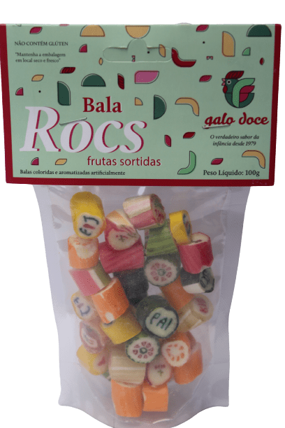 Bala Rocs Frutas Sortidas Galo Doce 100g