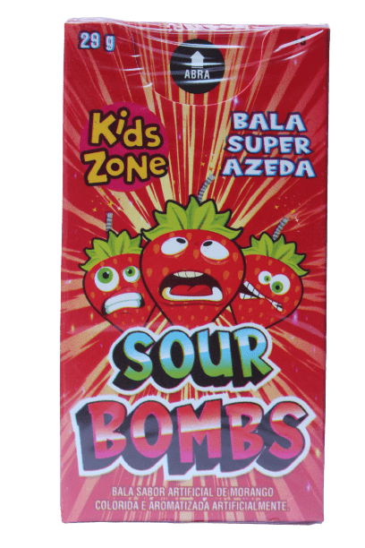 Bala Super Azeda Sour Bombs Morango 29g