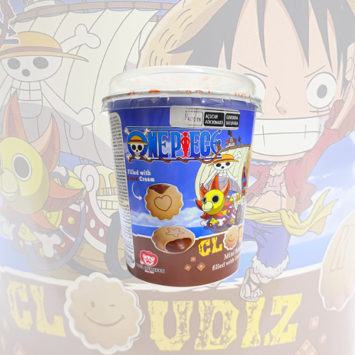 Mini Biscoitos One Piece Copo Sabor Creme de Cacau 90G