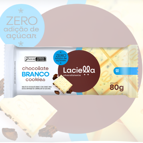Laciella Chocolate Branco com Cookies Zero A��car 80G