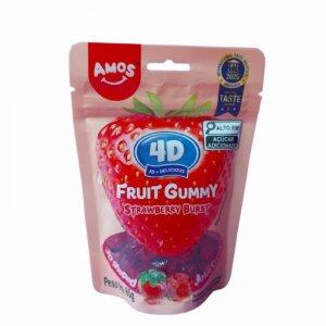 Bala de Gelatina 4D Sabor Morango 65G