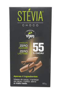 Chocolate 55% Cacau Stvia 80g