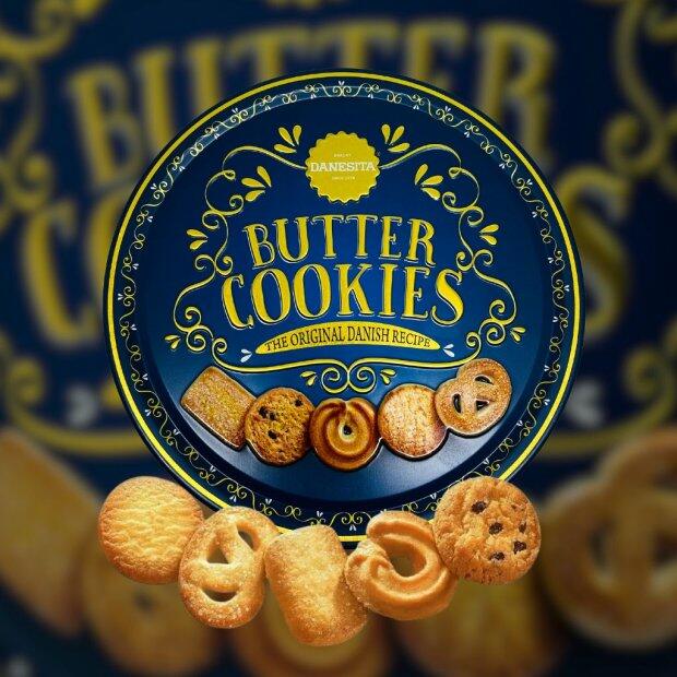Biscoitos Butter Cookies Lata Blue Dan Cake 454g