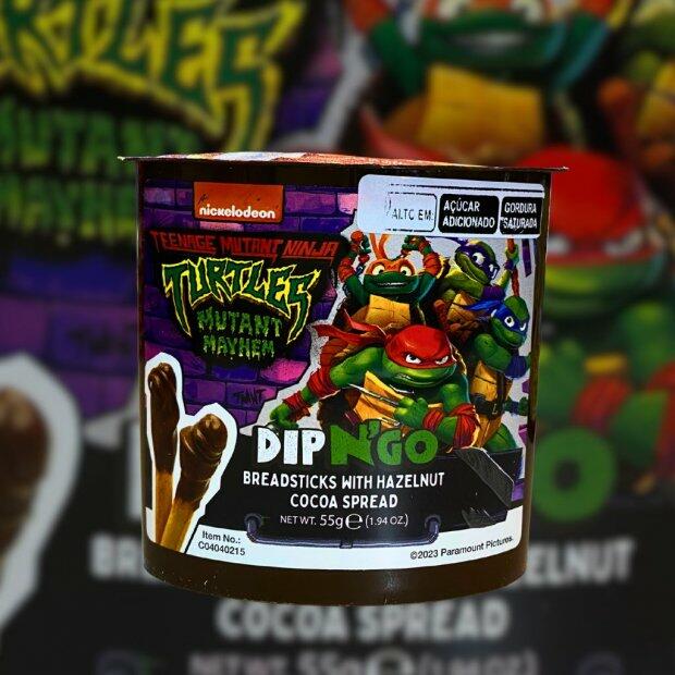 Biscoito Dipn Go Tartaruga Ninja Sabor  Creme de Cacau e Avel 55g