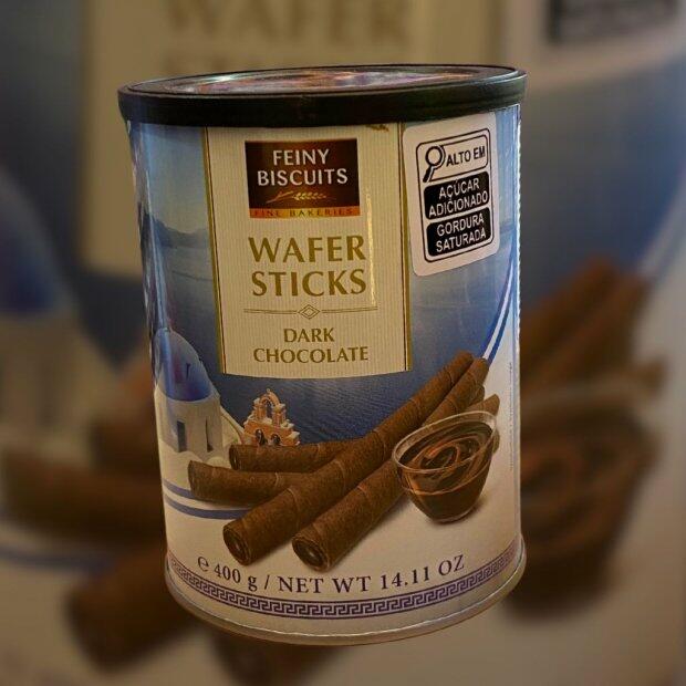 Biscoito Wafer Sticks sabor Chocolate Amargo Feiny Biscuiits 400g