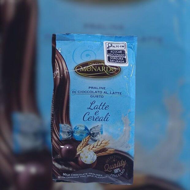 Bombom Praline Recheado com Leite e Cereais 100g