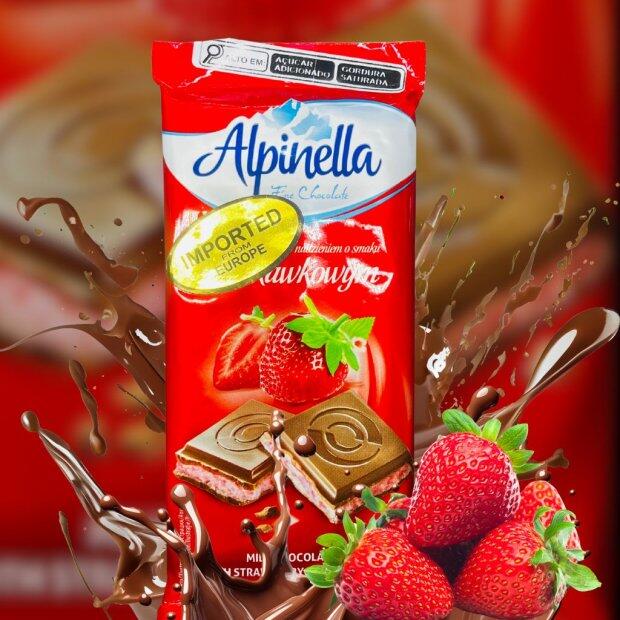 Chocolate Alpinella Recheado com Morango 100g